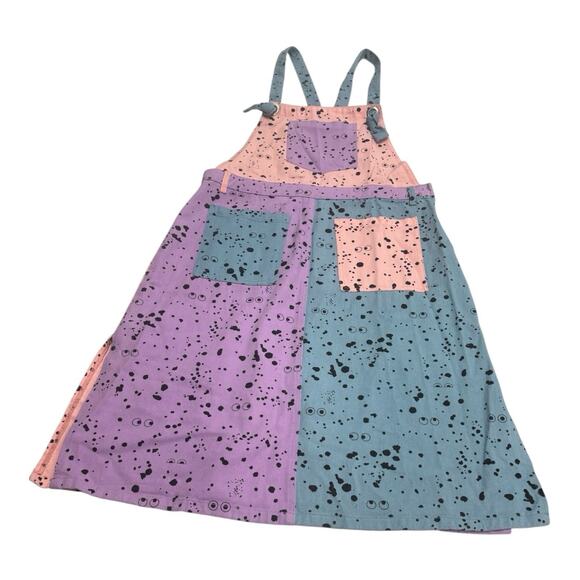 PINK Dresses & Skirts - Lazy Oaf X Studio Arhoj Paint Splatters Pink Blue Purple Color block Denim Dress